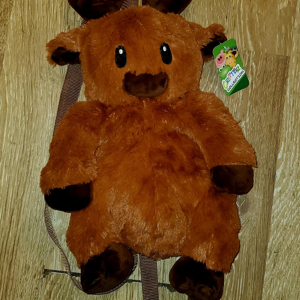 Brown Plush Moose Backpack